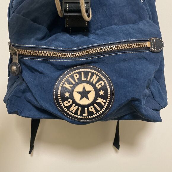 Kipling Y2K Backpack Blue Drawstring Side Zip Water Resistant
